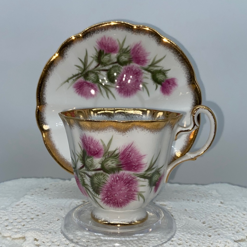 Royal Adderley English Bone China Thistle Pattern Cup & Saucer